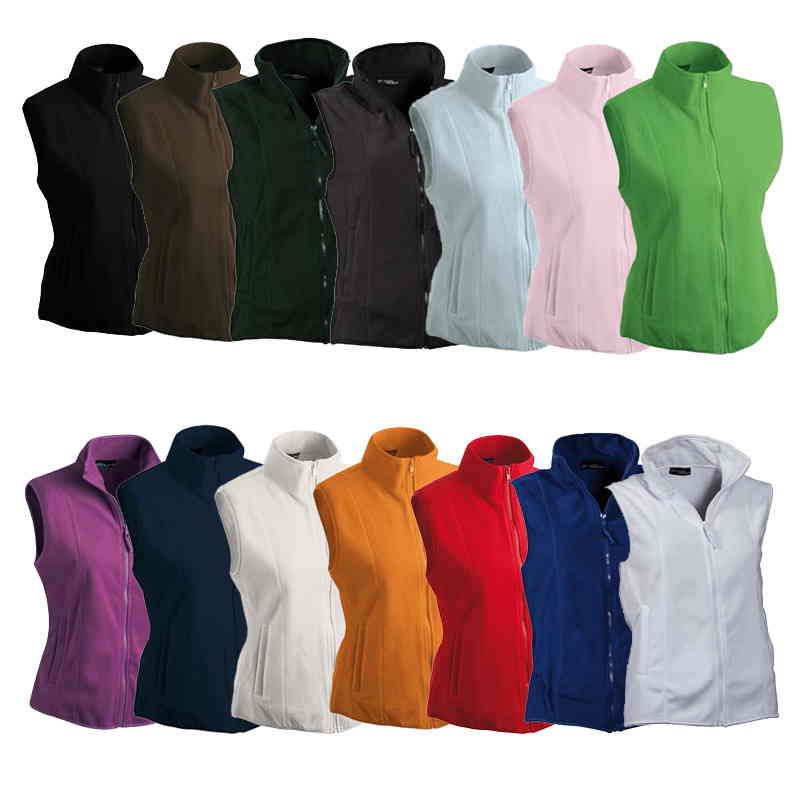 Leichte Damen Fleeceweste | James & Nicholson 1 JN048-Damen-Fleeceweste-Uebersicht-01